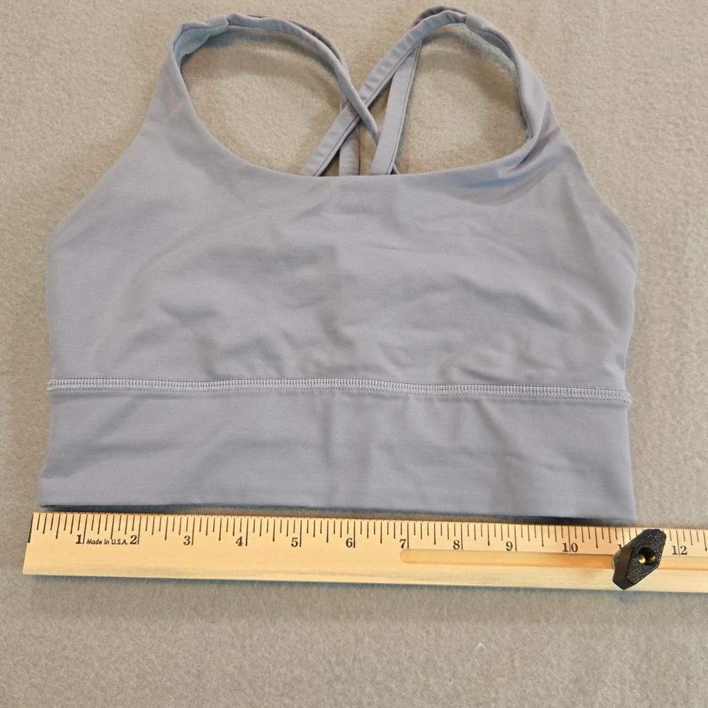 Lululemon Energy Bra Longline Womens 4 Blue Lavender Strappy Back Medium Support